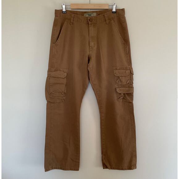 Wrangler Jeans Co Cargo Mens Pants 32x30 Brown Y2K Utility Relaxed Fit Cotton - Picture 1 of 10